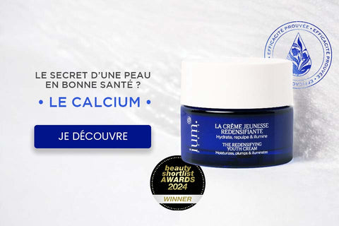 Crème Jeunesse Redensifiante de ium Paris, enrichie en calcium pour hydrater, repulper et illuminer la peau. Lauréate du Beauty Shortlist Awards 2024, efficacité prouvée pour une peau en bonne santé.