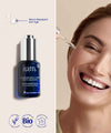 Application du Sérum Repulpant IUM Paris, soin bio anti-âge au potassium pour une peau lissée et revitalisée.